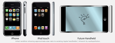 Возрожденный Apple Newton на фоне Apple iPhone и iPod touch